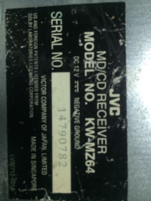 JVC KW-MZ64 CD-RW MD-RW AUX เปลี่ยนสีไฟหน้าจอ ปรีเอ้า1ชุด คุมกล่องCD มือ2 ญี่ปุ่น