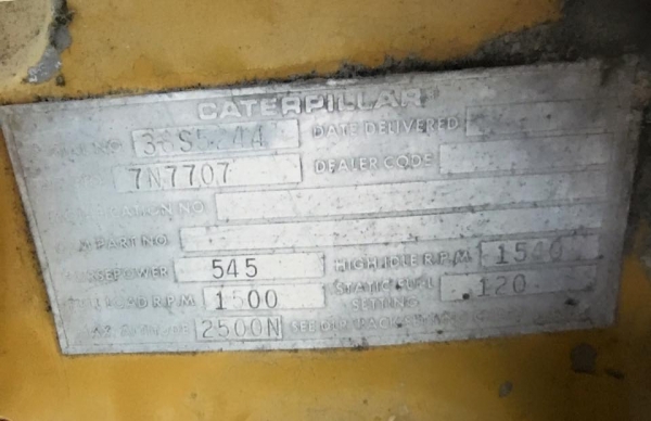 ขายเครื่องปั่นไฟ CATTERPILLAR 3412, ALTERNATOR 500 KVA