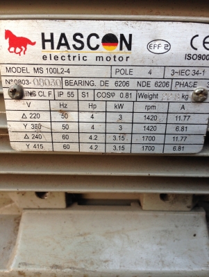 ขาย...มอเตอร์ 3เฟส 4 แรงม้า