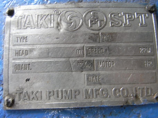 ขายปั้มน้ำหอยโข่ง แบบแยกมอเตอร์กับใบพัด ยี่ห้อ Taki สภาพสวย พร้อมใช้งานรับประกันคุณภาพ