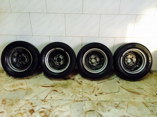 ขายล้อกระทะเหล็ก DAIHATSU MIRA ขอบ 12" เดิมๆพร้อมฝาครอบ ขายล้อกระทะเหล็ก DAIHATSU MIRA ขอบ 12" เดิมๆพร้อมฝาครอบ
