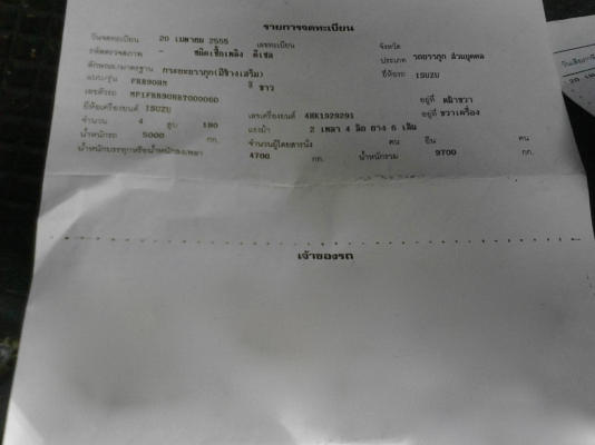 รถอีซูซุ 6 ล้อดั้ม FRR 190 แรงม้า  ปี 55.  ( รถวิ่ง 2xx,xxx กม. )     สนใจติดต่อ  081 - 6079515