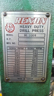 ====== Sold Out!! ====== สว่านแท่น REXON Made in Taiwan 16 mm. มอเตอร์ Mitsubishi 1/2 HP. 380V. สภาพสวย สด แน่น พร้อมใช้งาน!!
