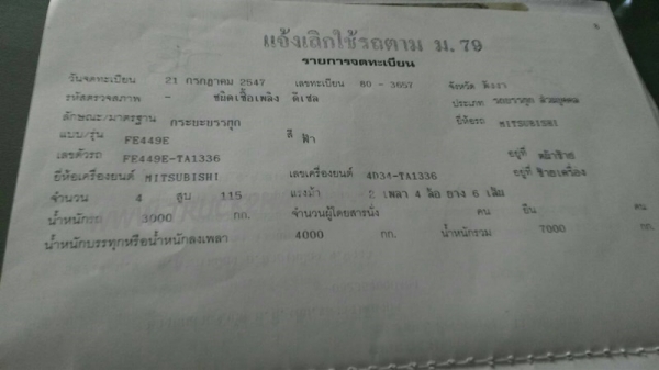 รถบรรทุก 6 ล้อ พื้นเรียบ  MITSUBISHI CANTER 115 แรงม้า  ปีจดทะเบียน 2547
