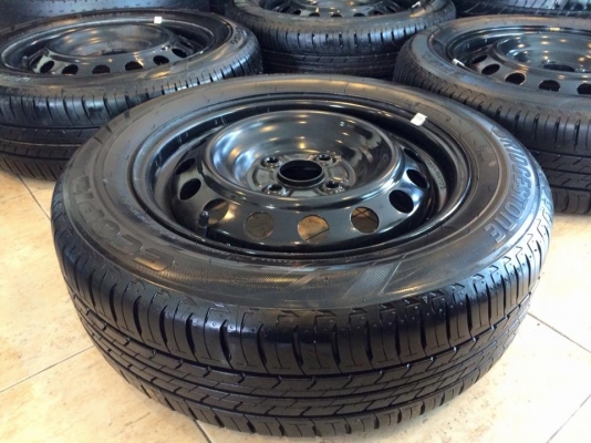 ล้อ15กระทะ+ยาง(#ถอดป้ายแดง*ดอกเพียบๆ ขนแก้มยางยังอยู่ ขาย3,900.฿) ขอบ15"4รู100+ยาง185/60/15 บริสโตน ใส่mitsuก็ได้