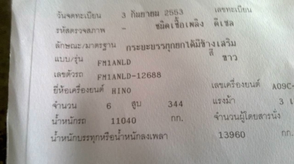 รถฮีโน่ 10 ล้อดั้ม 344 แรงม้า. ปี 53.  ( รถวิ่ง 22x,xxx กว่า กม. )      สนใจติดต่อ  081 - 6079515