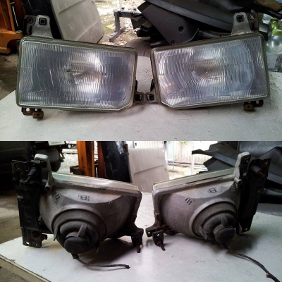 โคมแก้วแท้ ไฟหน้า Terrano I 5 เหลี่ยม สวยไม่แตกร้าวใดๆ