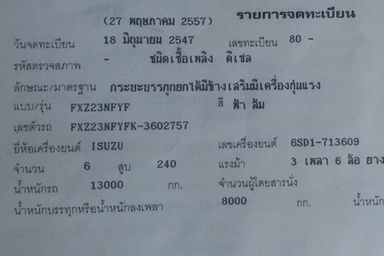 **815,000 บ.ต่อรอง/// 10ล้อ2เพลาดั้ม ISUZU ROCKY FXZ-240 หัวขาว โค้ดK เล่มทะเบียนครบ **ขาย ISUZU ROCKY FXZ-240 10ล้อ2เพลาดั้มเหล็ก สภาพดี พร้อมใช้งาน เอกสารเล่มทะเบียนครบ ISUZU FXZ23NFYF K 6SD1-240HP หัวขาว จดใหม่ปี47 เครื่องเดิม เกียร์เดิม เครื่องดี แน่น