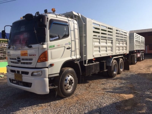 ขายรถพ่วง Hino เครื่อง 344 แรง ปี 55 เบรคแห้ง กระบะดัมพ์แม่ลูกอู่ซีทีทรัค ลูก 3 เพลาแท้