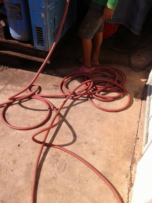 ปั้มลมแอร์แมน PDS 125 S พร้อมหัวแย็กปูนและสายลมพร้อมใช้