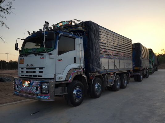ขายดาวน์รถบรรทุก 24 ล้อพ่วงแม่ลูกดัมพ์มิเนียมคอกเกษตร ISUZU DECA 360 แรงม้าปี 2556 ลูกพ่วงอู่เบิ้มการช่าง 3 เพลา ขายดาวน์ 800000