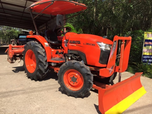 ขายรถไถ Kubota L3608(4WD) พร้อมใบมีดและโรตารีช้าง รถสีเดิม พร้อมใช้งาน