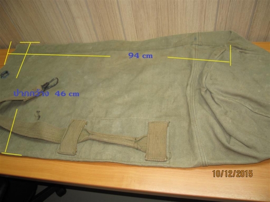 ถุงทะเล ใช้ในกองทัพ ผ้าแคนวาสหนา (ผ้า US) เป็นของรุ่นเก่า ห่วงเป็นทองเหลืองรมดำ ตะขอตัวใหญ่