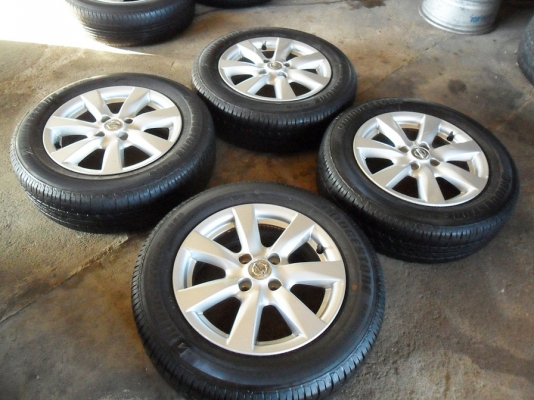 แม็กขอบ15แท้ 4รู100ใหม่กริ๊บ+ยางบริดสโตน185-65-R15ลงพื้นปี14 (4ล้อ7,500)