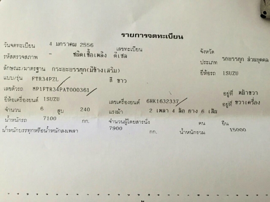 รถอีซูซุ 6 ล้อ  FTR  240 แรงม้า. ปี 56. ( รถวิ่ง 6x,xxx กม. )   สนใจติดต่อ  081 - 6079515
