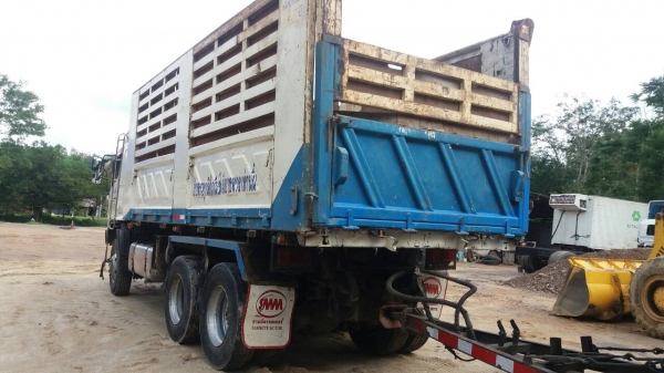ขายรถบรรทุก 22 ล้อพ่วงแม่ลูกดัมพ์ HINO MEGA 380 แรงม้าปี 2554 ลูกพ่วงสามมิตร 3 เพลา ราคา 2500000