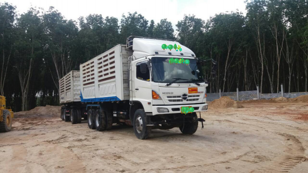 ขายรถบรรทุก 22 ล้อพ่วงแม่ลูกดัมพ์ HINO MEGA 380 แรงม้าปี 2554 ลูกพ่วงสามมิตร 3 เพลา ราคา 2500000
