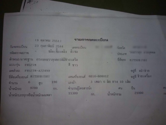 ขายรถบรรทุกสิบล้อดัมพ์ Mitsubishi MA เครื่อง 6D16-195 แรง ปี 44 ซีเรียล 22,xxx กระบะดัมพ์สามมิตร