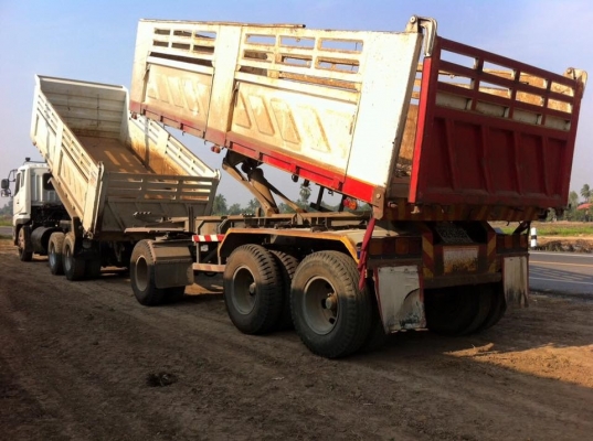 ขายรถสิบล้อ MITSUBISHI FUSO 380แรง พ่วงแม่ลูกดั้มสามมิตร ปี 55