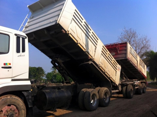 ขายรถสิบล้อ MITSUBISHI FUSO 380แรง พ่วงแม่ลูกดั้มสามมิตร ปี 55