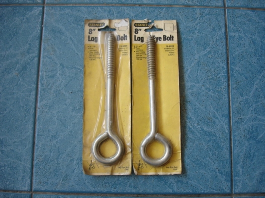 ชุด LAG EYE BOLT 8นิ้ว 6 นิ้ว พร้อมสายเคเบิ้ล  STANLEY made in USA