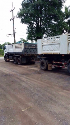 ขายรถพ่วง ISUZU เครื่อง 360 แรง ปี 53 ดัมพ์สามมิตรแม่ลูก ลูก 3 เพลาแท้ ยางใหม่ รถสวยพร้อมใช้งาน