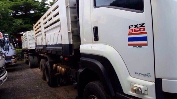 ขายรถพ่วง ISUZU เครื่อง 360 แรง ปี 53 ดัมพ์สามมิตรแม่ลูก ลูก 3 เพลาแท้ ยางใหม่ รถสวยพร้อมใช้งาน