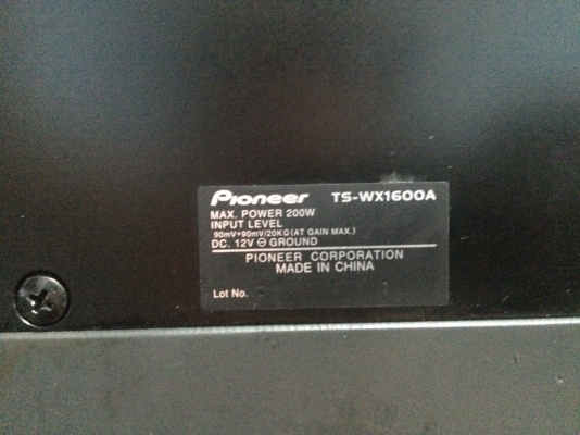 Sub Pioneer TS-WX1600A 6นิ้ว 2 ดอก เพาเวอร์ในตัว200W มือ2 ญี่ปุ่น