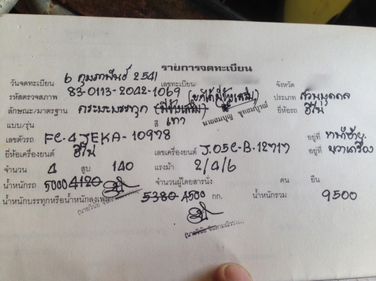 รถฮีโน่ 6 ล้อดั้ม FC4J  145 แรงม้า. ปี 41.   สนใจติดต่อ  081 - 6079515