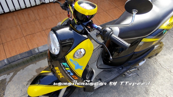 Yamaha Fino ชุดสีลายสั่งทำ ล้อแม็ก เคฟล่าหลายชิ้น