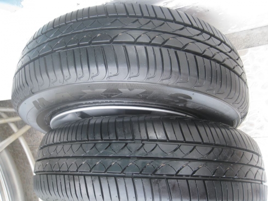 ขายกะทะล้อ nissan march 14" 4/100 +ฝาครอบ+ยางปี12(081-3747940)