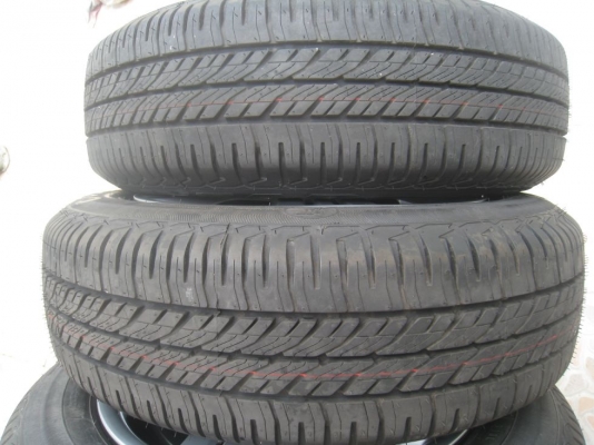 ขายกะทะล้อ Honda jazz ขอบ15 4/100 +ฝาครอบ + ยางปลายปี12 (081-3747940)