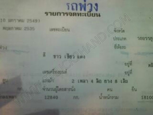 รถบรรทุก 10 ล้อดั๊มพ์ หัวยาว ยี่ห้อ ISUZU  145 แรงม้า