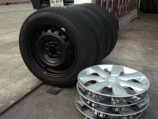 ล้อ14 ใส่4รู100 ได้ทุกรุ่น + ยาง Bridgestone Ecopia 165/65/14 ปี12
