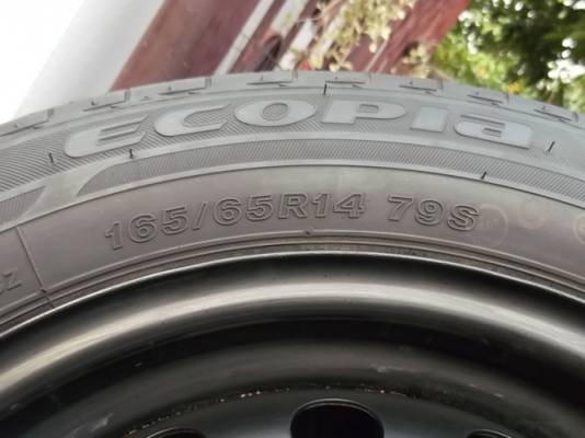 ล้อ14 ใส่4รู100 ได้ทุกรุ่น + ยาง Bridgestone Ecopia 165/65/14 ปี12
