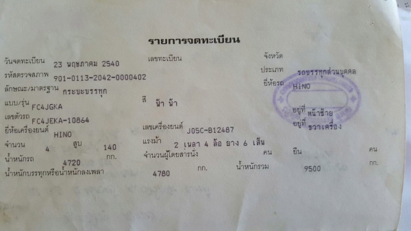 รถฮีโน่ 6 ล้อดั้ม FC4J  145 แรงม้า. ปี 40.   สนใจติดต่อ  081 - 6079515