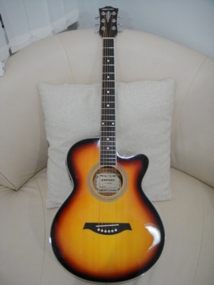 กีต้าร์โปร่งไฟฟ้าตัวบาง Century ของใหม่ สีซันเบิร์ด หน้าเงา เสียงดี 4 EQ ถ่าน ขายถูกมาก