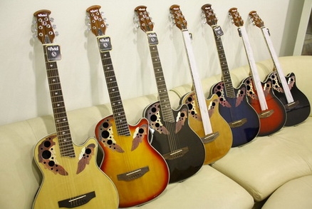 กีต้าร์โปร่งหลังเต่าไฟฟ้าฉลุ Vivid 38 นิ้ว รุ่น OV-53C สีซันเบิร์ส ของใหม่ หน้าเงาสวยมาก