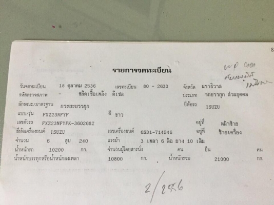 10 ล้อดั้ม 240 แรง ISUZU FXZ23NFYFK-3602682 ปี 2536 ก่อนนางฟ้าโค๊ตเล็ก