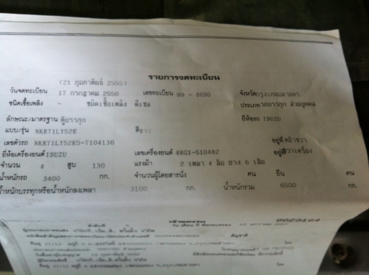 หกล้อ อีซูซุ NKR130โบว์ ปี50 ช่วงยาว4.30ม สภาพดีสวยพร้อมใช้ ทะเบียนพร้อมโอน หกล้อ อีซูซุ NKR130โบว์ ปี50 ช่วงยาว4.30ม สภาพดีสวยพร้อมใช้ ทะเบียนพร้อมโอน