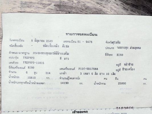 ขาย Hino  Mega. 320 .  ปี49ครับหัวเดิมสีไม่ได้เก็บ  ยาง80\%พร้อมใช้งานราคาต่อลองที่รถครับ