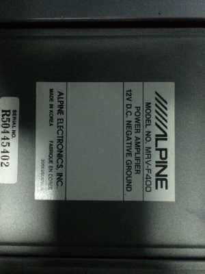 Alpine MRV-F400 V12 4CH 40 watts RMS/12volts 4ohms into 4 channels 50 watts RMS/12volts 2ohms into 4 channels 100 watts RMS/12volts 4ohms into 2 channel 60 watts 14.4volts 4ohms into 4 channels 80 watts 14.4volts 2ohms into 4 channels 160 watts 14.4volts Alpine MRV-F400 V12 4CH 40 watts RMS/12volts 4ohms into 4 channels 50 watts RMS/12volts 2ohms into 4 channels 100 watts RMS/12volts 4ohms into 2 channel 60 watts 14.4volts 4ohms into 4 channels 80 watts 14.4volts 2ohms into 4 channels 160 watts 14.4volts