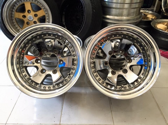 ขายล้อ WORK CRHOME 3 ชิ้นแท้ 15x8 ET-15 6 รูกระบะ ประมูลญี่ปุ่น