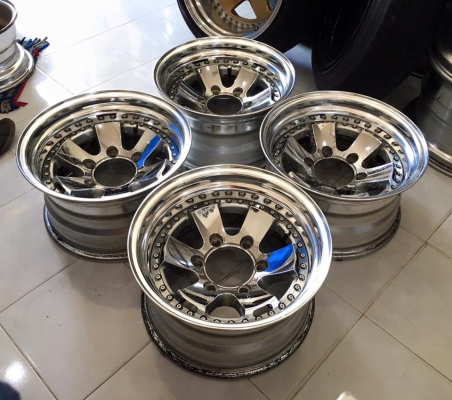 ขายล้อ WORK CRHOME 3 ชิ้นแท้ 15x8 ET-15 6 รูกระบะ ประมูลญี่ปุ่น
