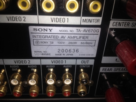 SONY TA AV607G INTEGRATED AV AMPLIFIER รุ่นใหญ่เก่าญี่ปุ่นใช้ไฟ100V