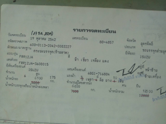 สิบล้อ อีซูซุ ร็อคกี้ FRR12LA175 สโลส 2เพา ท้ายลาก รถเกียว หางไฮโลริส สภาพดีสวยเดิมๆพร้อมใช้ ทะเบียนพร้อมโอน สิบล้อ อีซูซุ ร็อคกี้ FRR12LA175 สโลส 2เพา ท้ายลาก รถเกียว หางไฮโลริส สภาพดีสวยเดิมๆพร้อมใช้ ทะเบียนพร้อมโอน