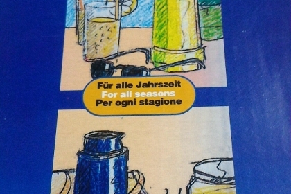 กระติกน้ำ Nettuno ระบบสุญญากาศเก็บความร้อน - เย็น ขนาด 0.5 ลิตร ตัวกระติกเป็นสีเหลือง มีฝาที่ใช้เป็นแก้วได้