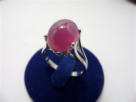 แหวนเงินพลอยทับทิมหลังเบี้ยแท้