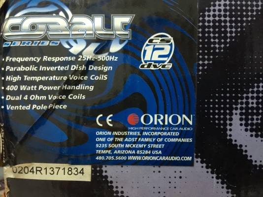 ขายลำโพงซับ 12" ORION รุ่น COBALT เหล็กปั้มวอยซ์คอยล์คู่ ขายลำโพงซับ 12" ORION รุ่น COBALT เหล็กปั้มวอยซ์คอยล์คู่