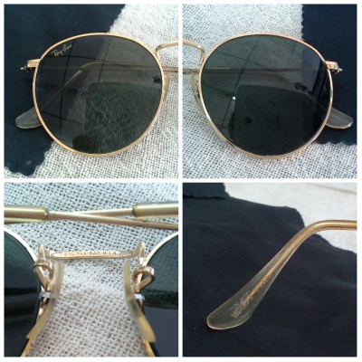 แว่นตาวินเทจราวน์เมทัลตัวบิดา B&amp;L RAY-BAN ROUND METAL GOLD W0603 VVAS 1980s USA รุ่นหายาก!